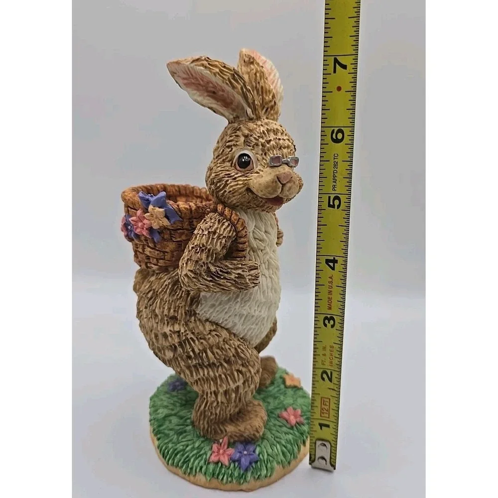 Dept  56 Vintage Easter Bunny Figurine Rabbit Basket  Retired Resin
